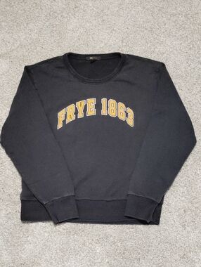 Frye Black Crewneck Sweatshirt with Gold 'FRYE 1863' Logo